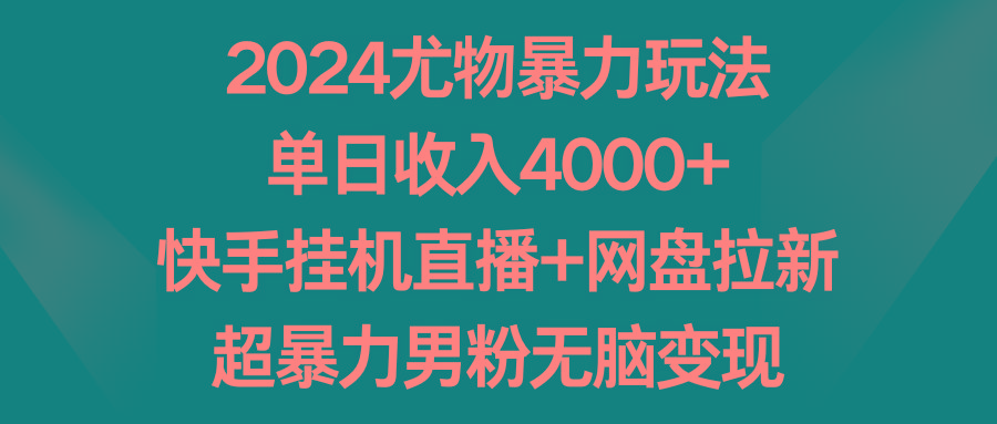 2024尤物暴力玩法 单日收入4000+快手挂机直播+网盘拉新 超暴力男粉无脑变现-rose网创