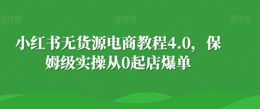 小红书无货源电商教程4.0，保姆级实操从0起店爆单【拆解】-rose网创