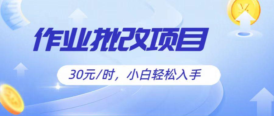 作业批改项目30元/时，简单小白轻松入手，非常适合兼职-rose网创