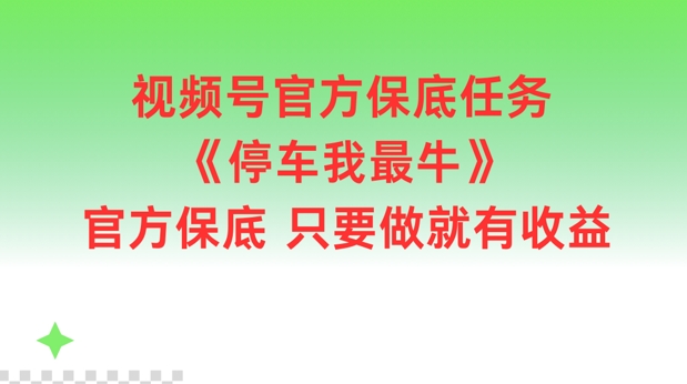视频号官方保底任务，停车我最牛，官方保底只要做就有收益【揭秘】-rose网创