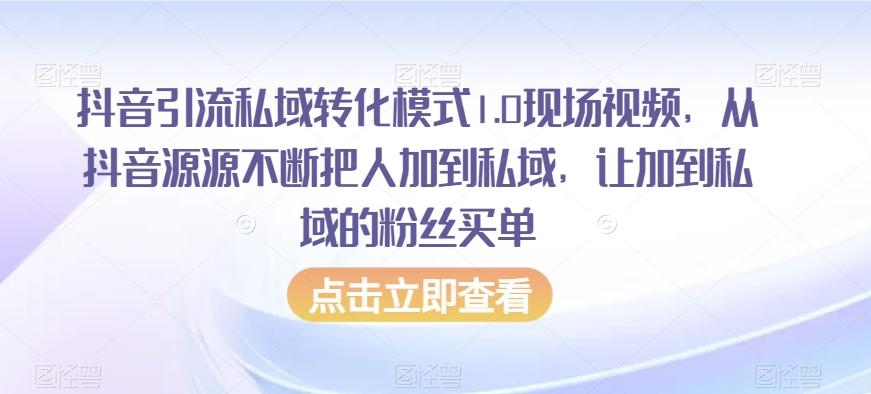抖音引流私域转化模式1.0现场视频，从抖音源源不断把人加到私域，让加到私域的粉丝买单-rose网创