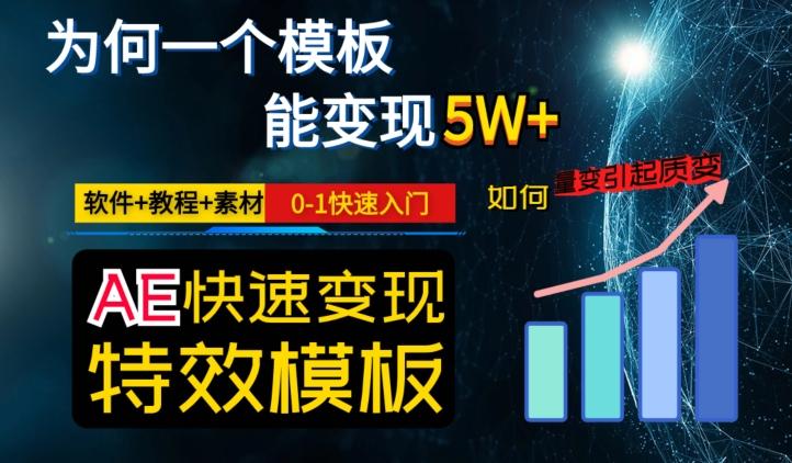 AE视频特效模板变现月入3-5W，0-1快速入门，软件+教程+素材-rose网创