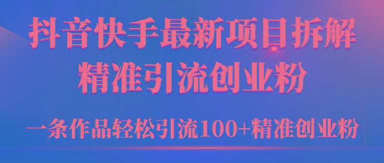 (9447期)2024年抖音快手最新项目拆解视频引流创业粉,一天轻松引流精准创业粉100+-rose网创