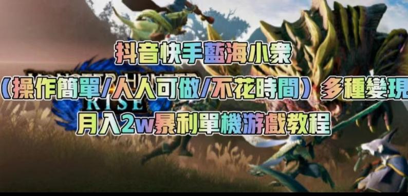 抖音快手蓝海小众(操作简单人人可做不花时间)多种变现月入2w+暴利单机游戏教程-rose网创