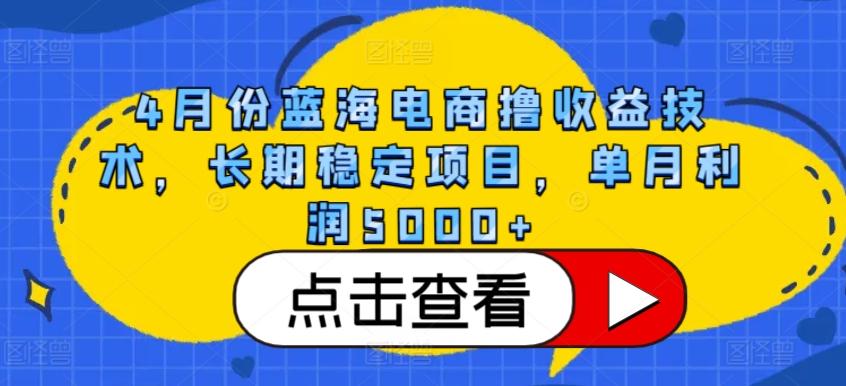 4月份蓝海电商撸收益技术，长期稳定项目，单月利润5000+【揭秘】-rose网创
