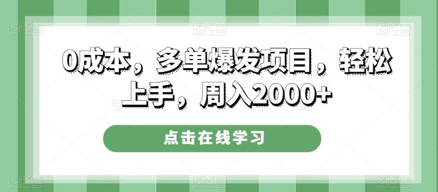 0成本，多单爆发项目，轻松上手，周入2000+-rose网创