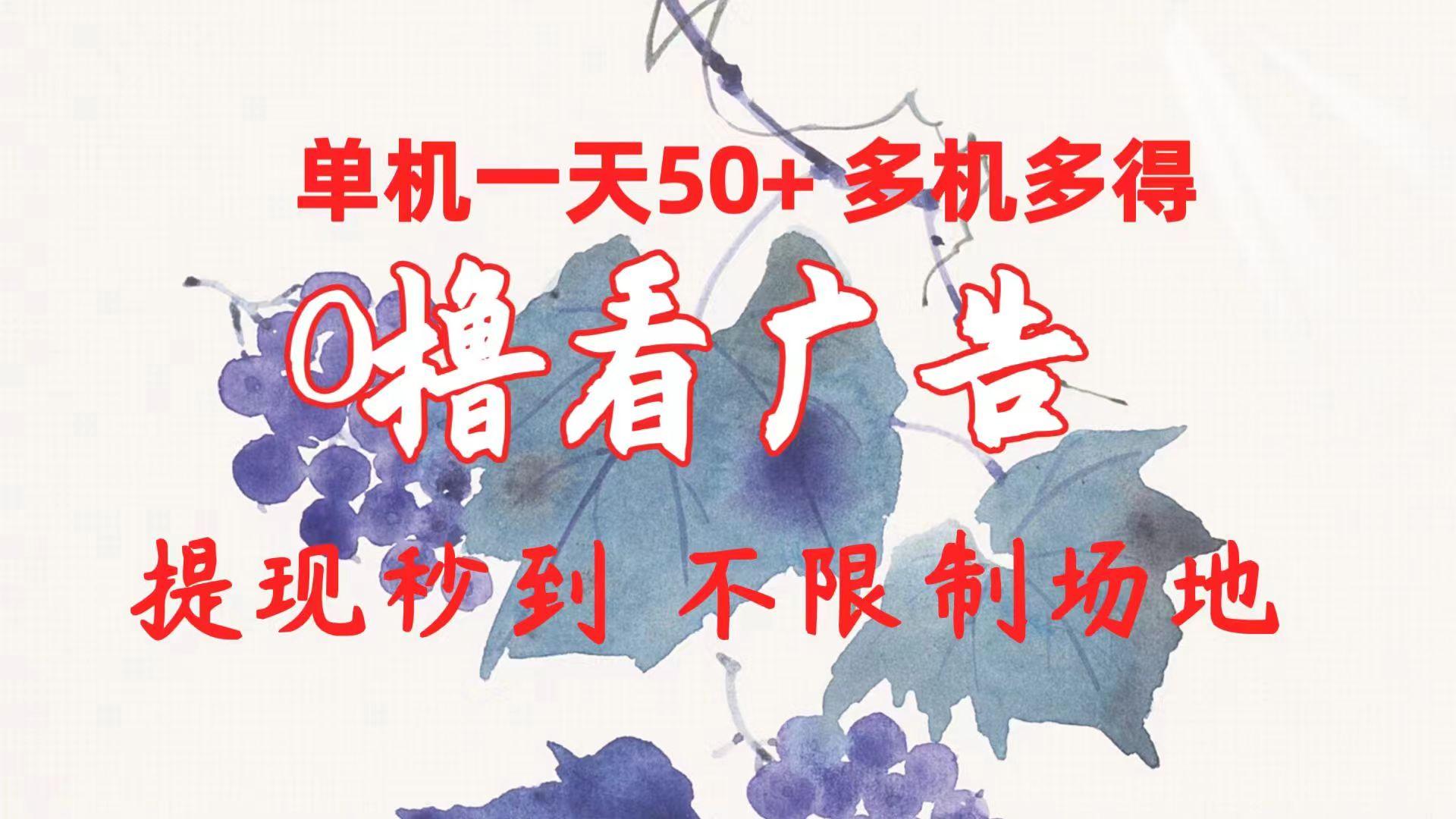 0撸看广告 单机一天50+多机多得 提现秒到 不限制场地操作-rose网创