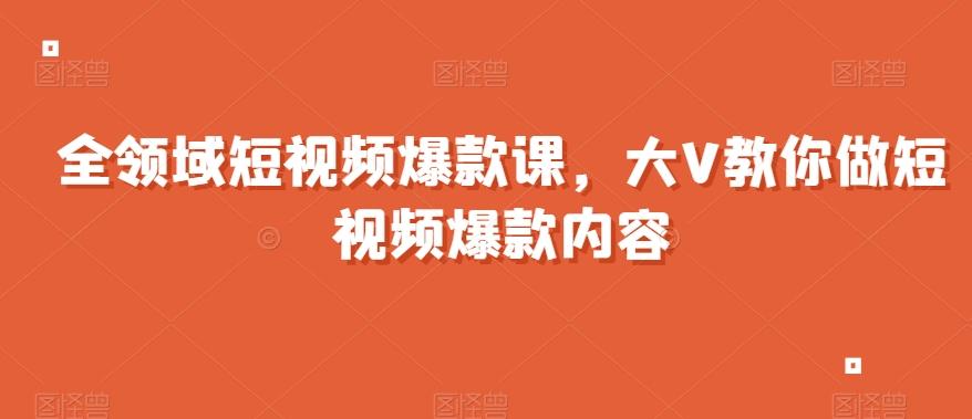 全领域短视频爆款课，全网两千万粉丝大V教你做短视频爆款内容-rose网创